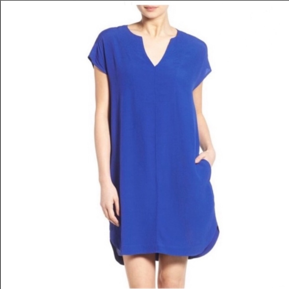 MADEWELL ROYAL BLUE DU JOUR TUNIC DRESS WITH POCKETS